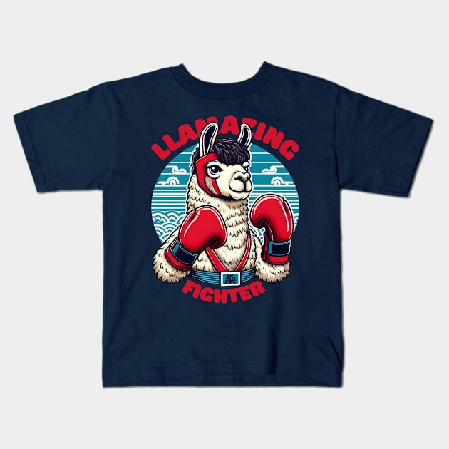 Kickboxing llama Kids T-Shirt by Japanese Fever